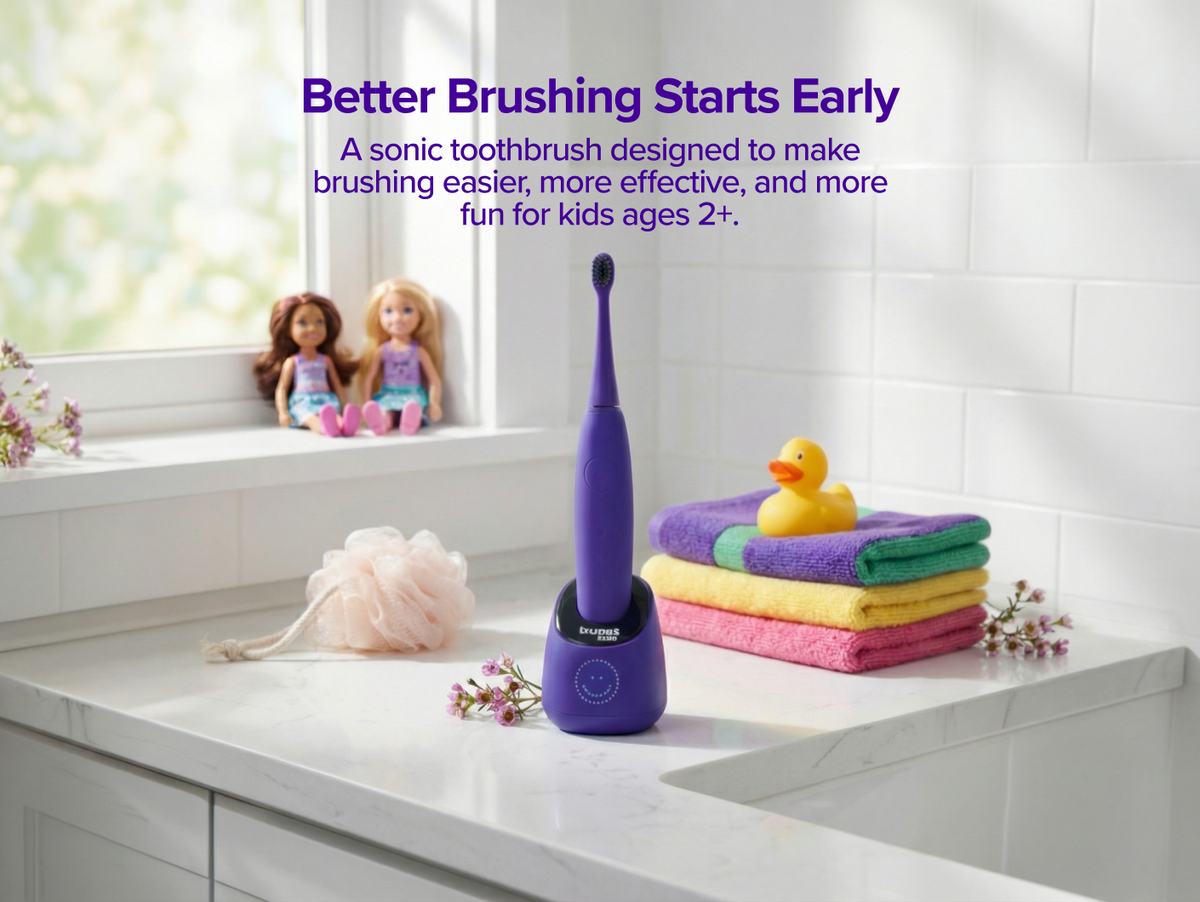 Color: Purple; kids sonic toothbrush