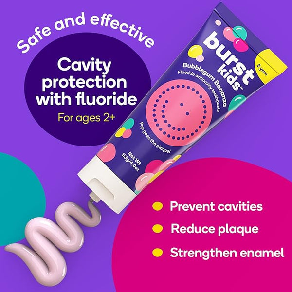 BURST Marshmallow Sparkle Junior Toothpaste With Fluoride- Anticavity,