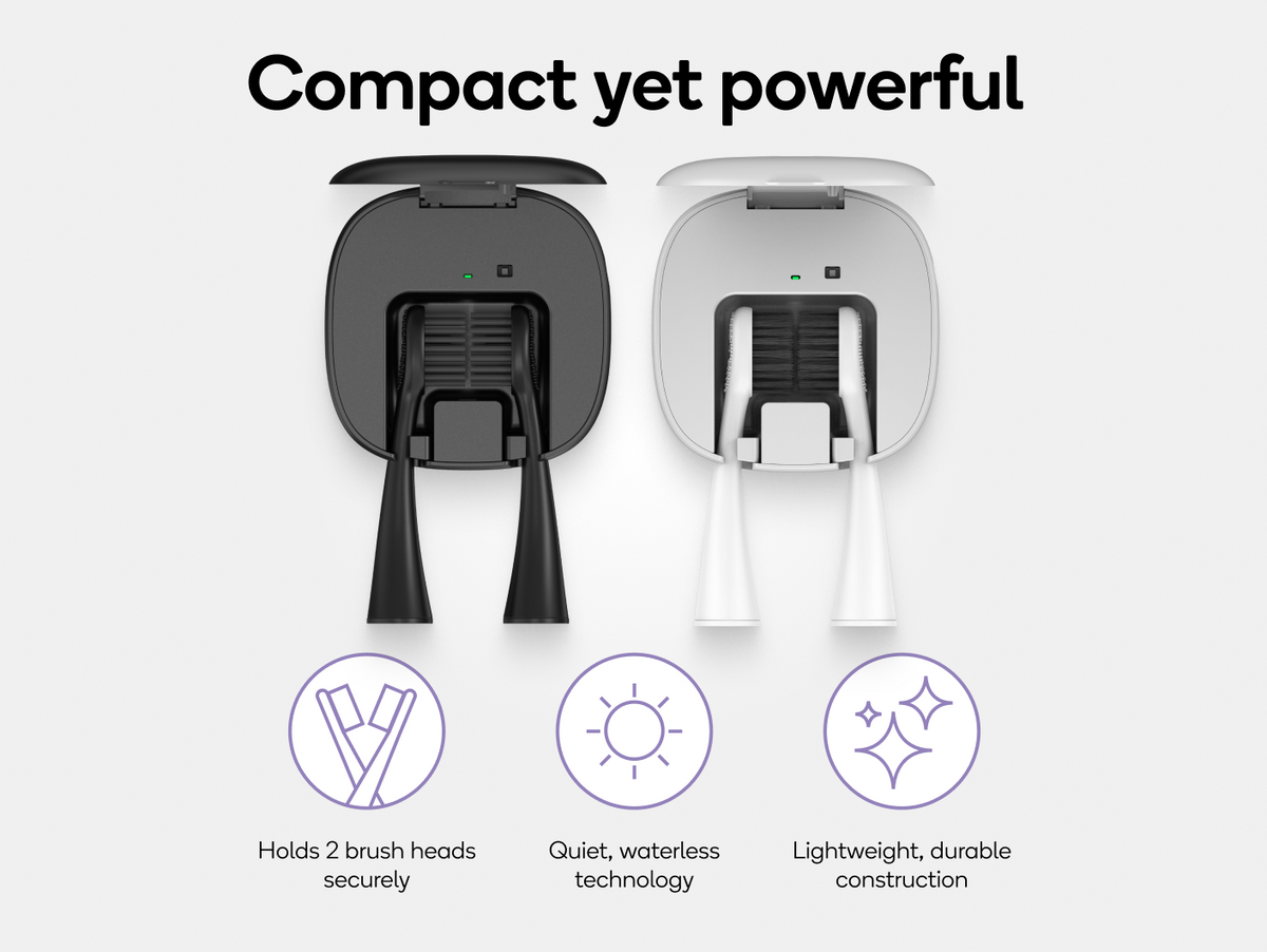 Color: White; toothbrush sanitizer