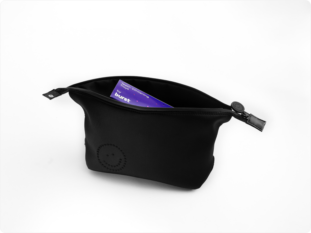 Color: Black; oral care travel bag