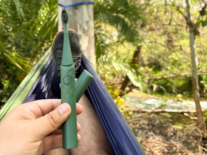 Color: Forest Green; Travel Toothbrush