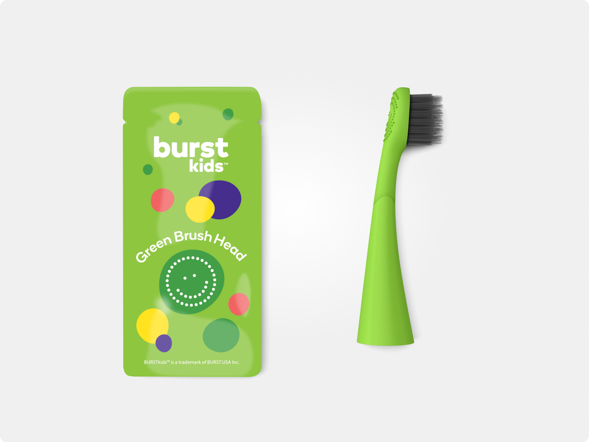 Color: Green; kids replacement toothbrush heads