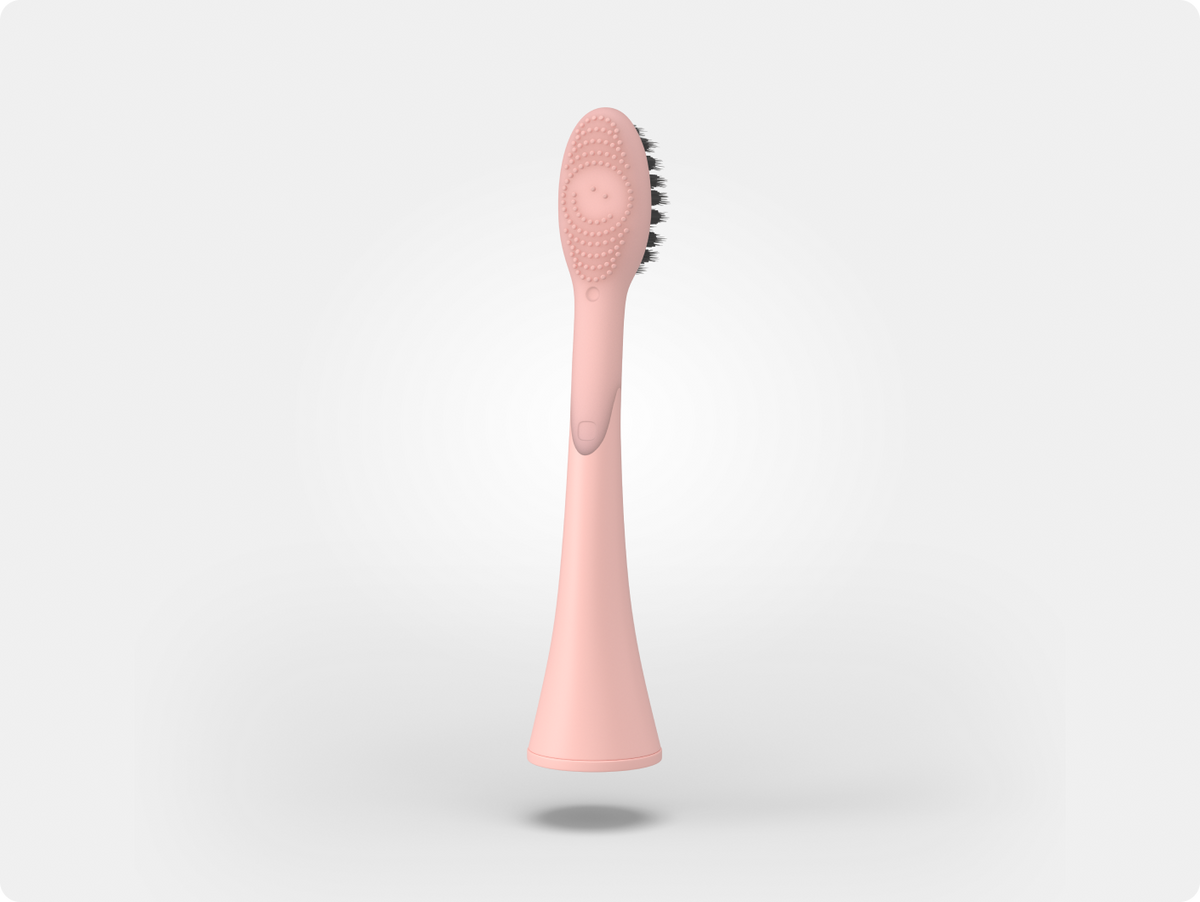 Color: Rose Gold; replacement toothbrush heads